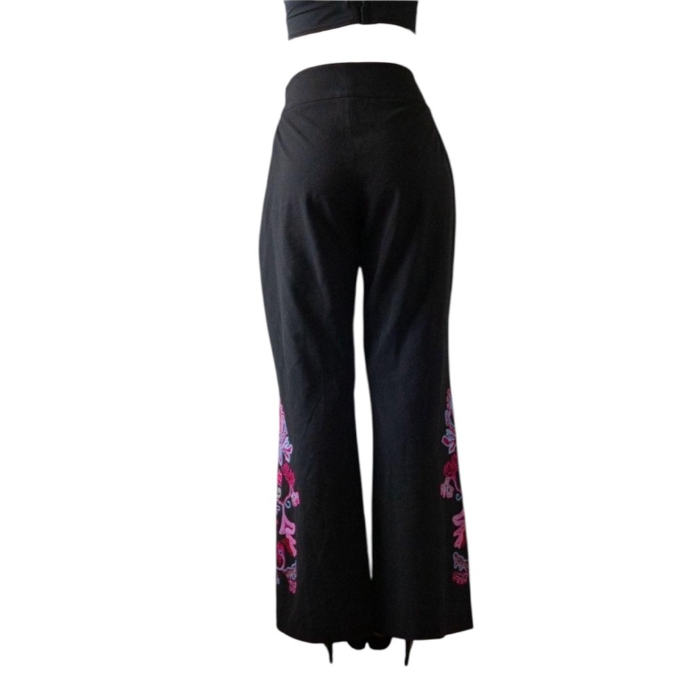 Cache Black Pink Blue Fairy Embroidered Flare Trouser Pants Slacks Whimsigoth 14 - Picture 3 of 11